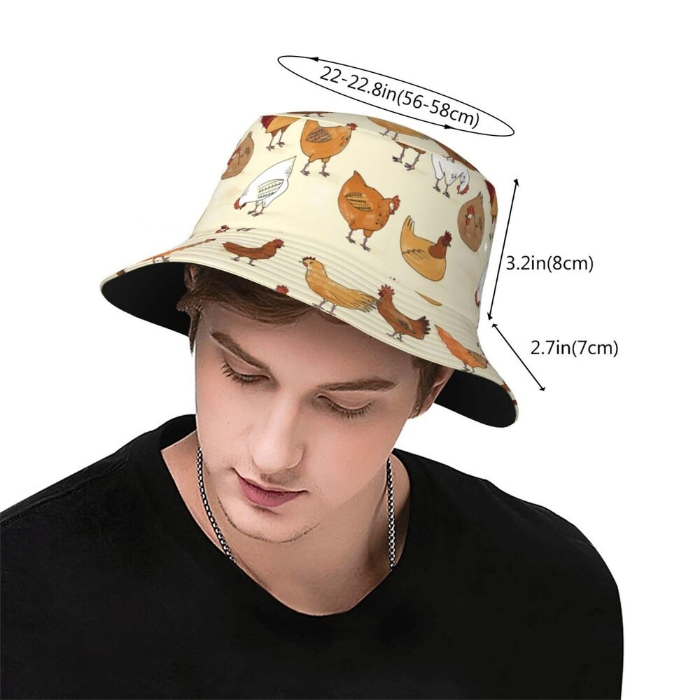 6143 A Brood of Chickens Bucket Hat Summer Sun Hat for Travel Beach Golf - Picture 3 of 9
